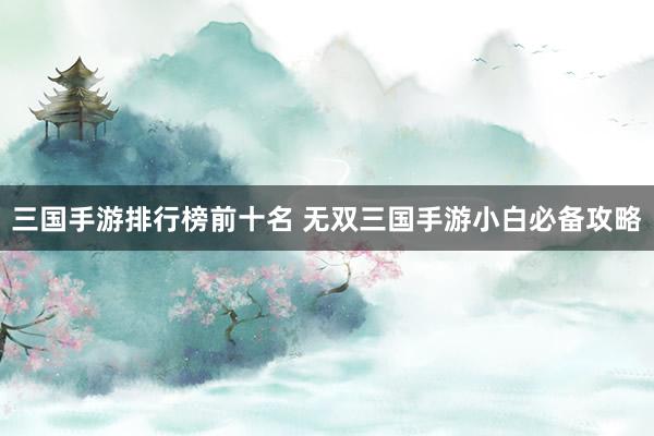 三国手游排行榜前十名 无双三国手游小白必备攻略
