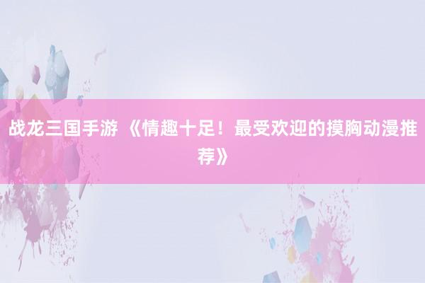 战龙三国手游 《情趣十足！最受欢迎的摸胸动漫推荐》