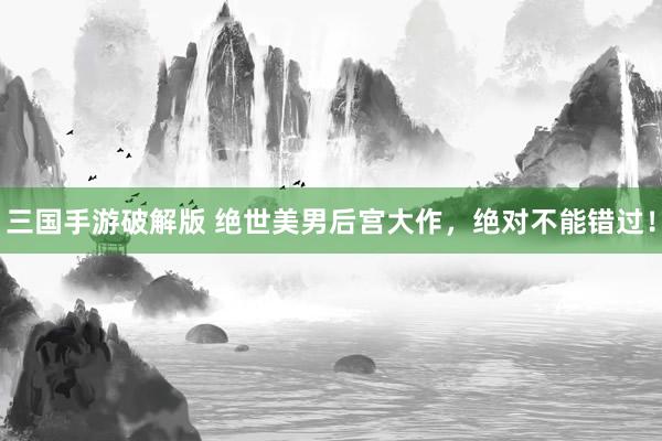 三国手游破解版 绝世美男后宫大作，绝对不能错过！