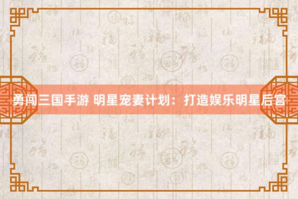 勇闯三国手游 明星宠妻计划：打造娱乐明星后宫