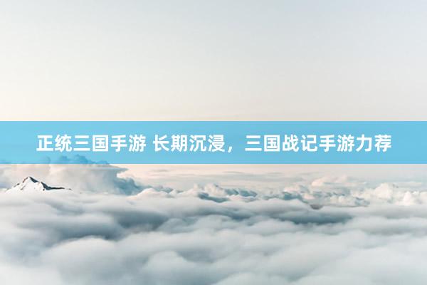 正统三国手游 长期沉浸，三国战记手游力荐