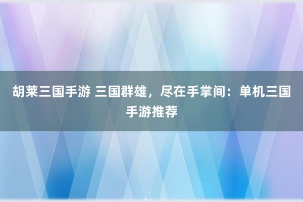胡莱三国手游 三国群雄，尽在手掌间：单机三国手游推荐