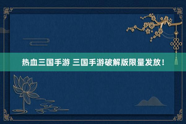 热血三国手游 三国手游破解版限量发放！