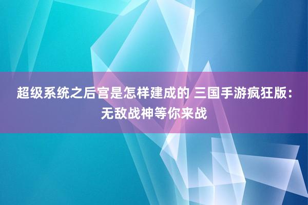 超级系统之后宫是怎样建成的 三国手游疯狂版：无敌战神等你来战