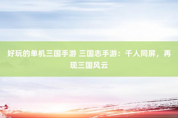 好玩的单机三国手游 三国志手游：千人同屏，再现三国风云