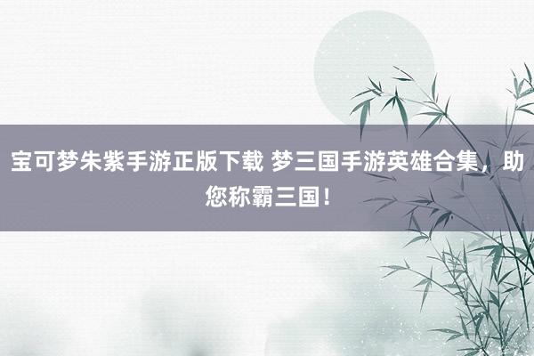 宝可梦朱紫手游正版下载 梦三国手游英雄合集，助您称霸三国！
