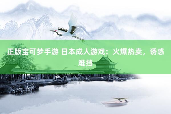 正版宝可梦手游 日本成人游戏：火爆热卖，诱惑难挡